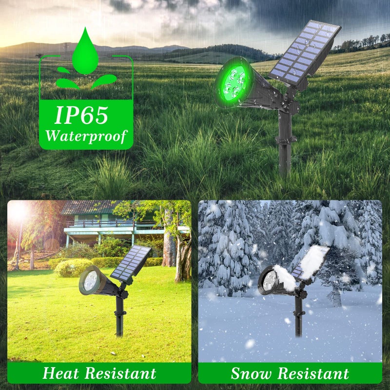 T-SUN Green Solar Spotlights, Green Solar Lights Outdoor, Auto-ON/Off 180Â°Angle Adjustable Solar Lights for Tree, Patio, Yard, Garden, Driveway, Pool Area (Green-2pack) - Image 4